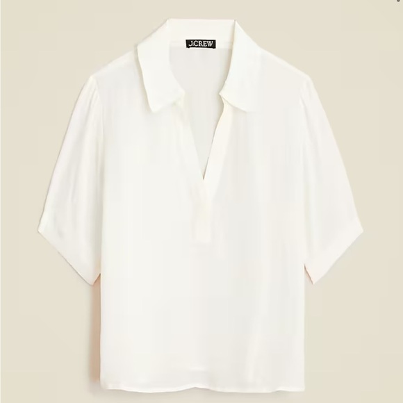 J crew ivory Bungalow popover top in crepe de chine - Picture 4 of 5
